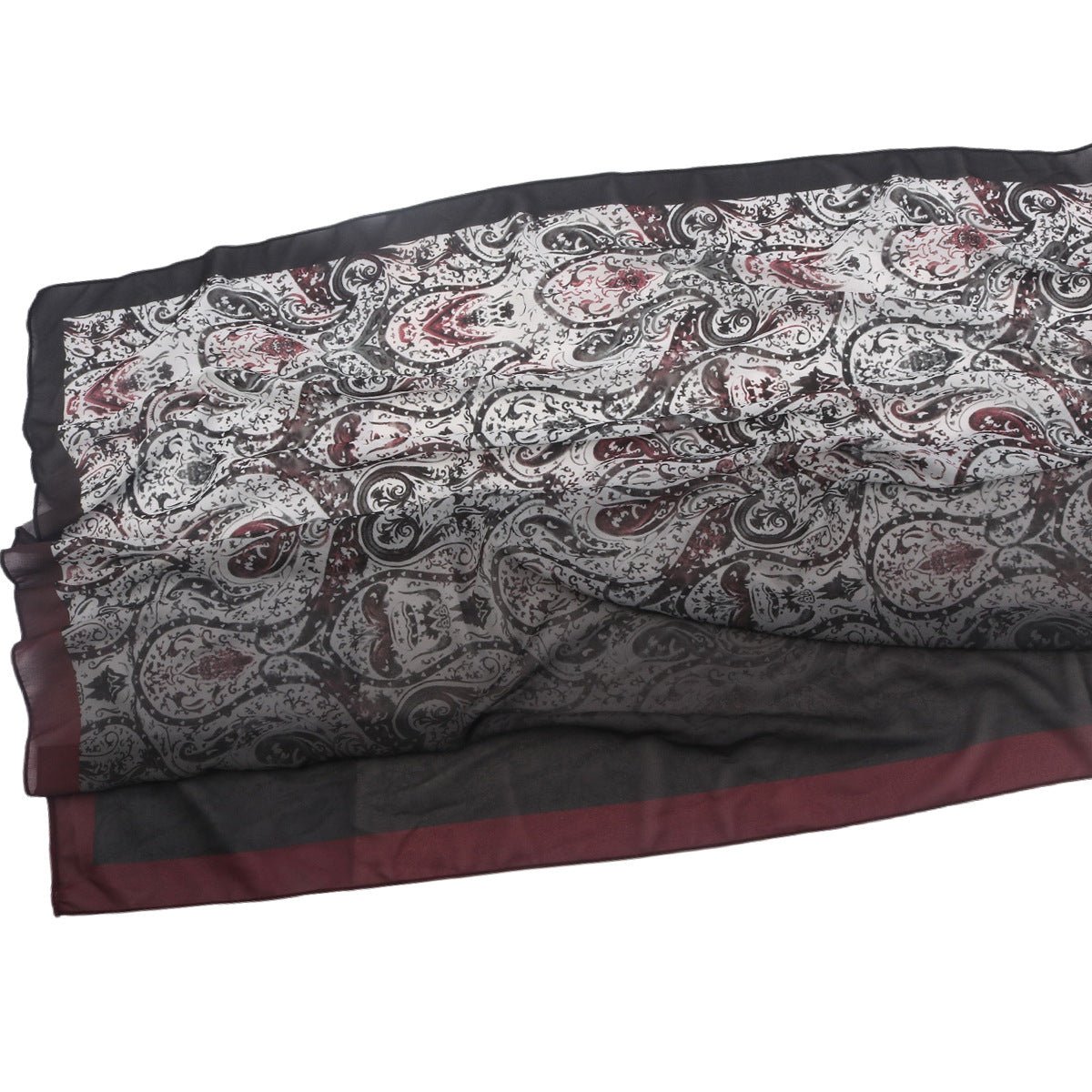 Écharpe Hijab en Mousseline Imprimée Élégante, Style Bohème, Respirante, Protection Solaire (MH136)