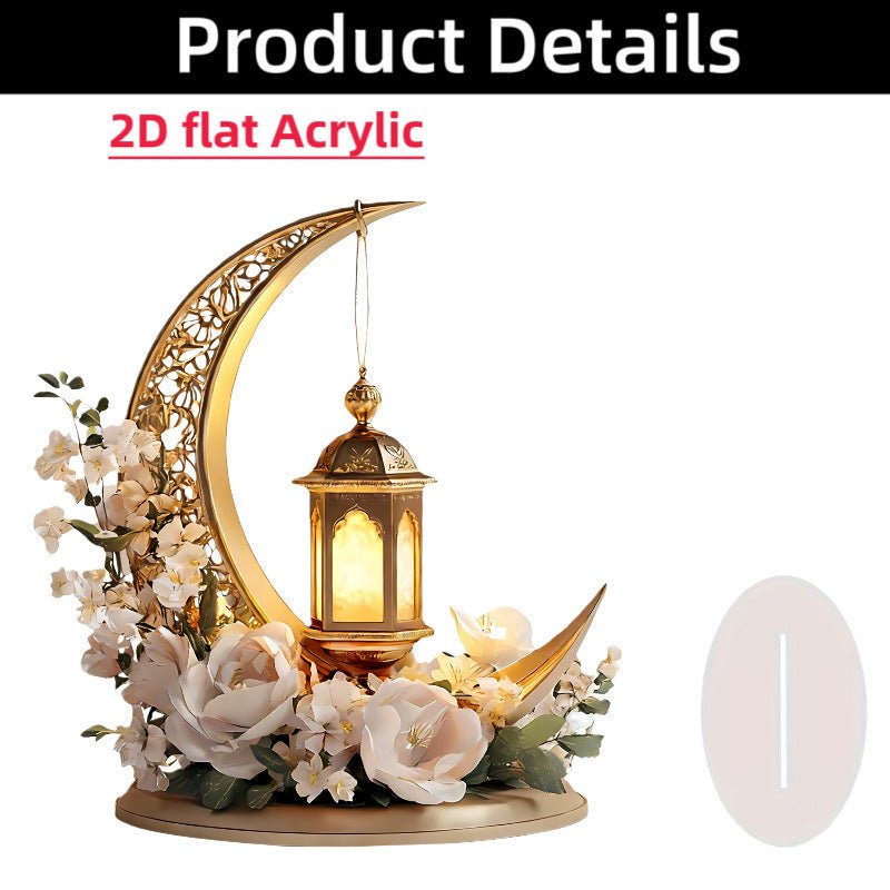 Croissant islamique avec motifs islamiques - Ornement de bureau en acrylique (MAC398)