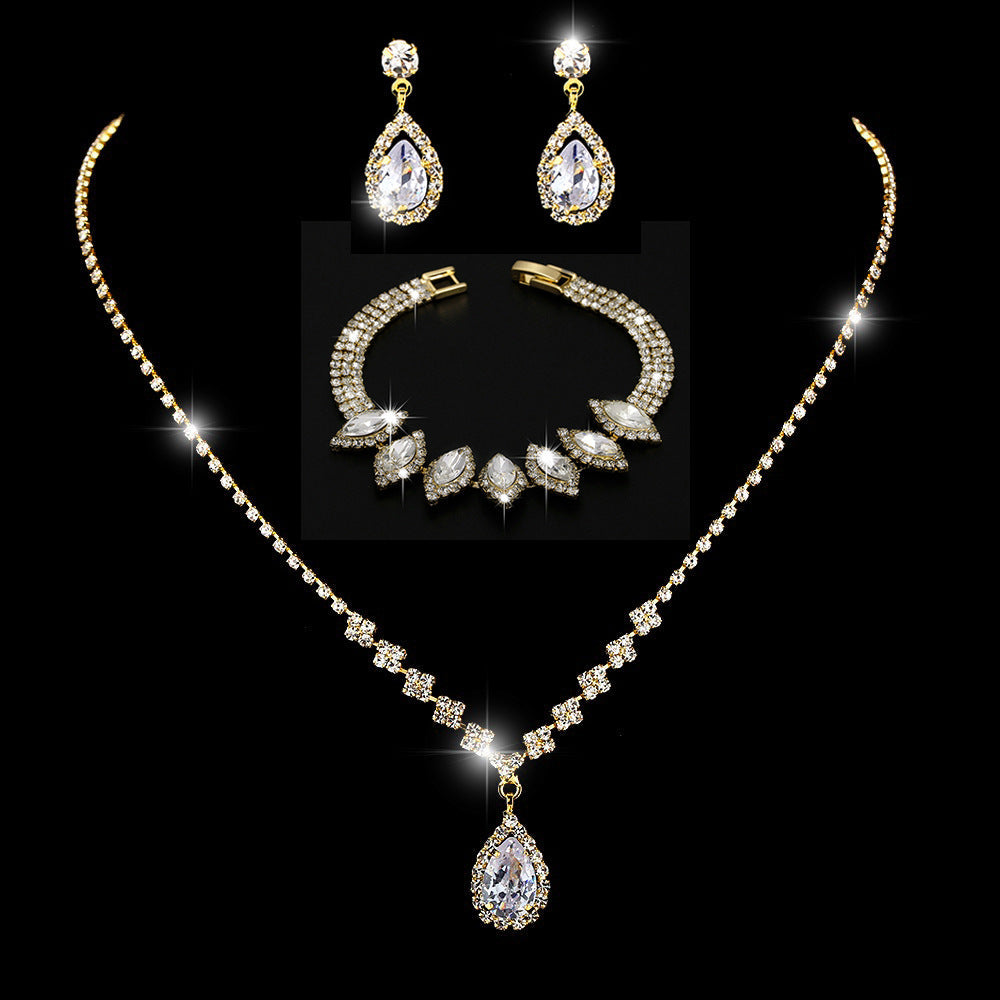 Collier et boucles d'oreilles pendantes MAC181 en zircons diamantés étincelants