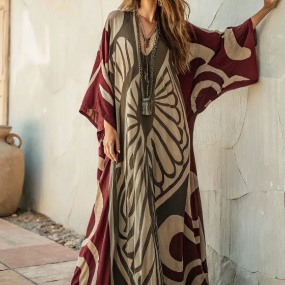 Robe Kaftan Maxi Imprimée (MS419)