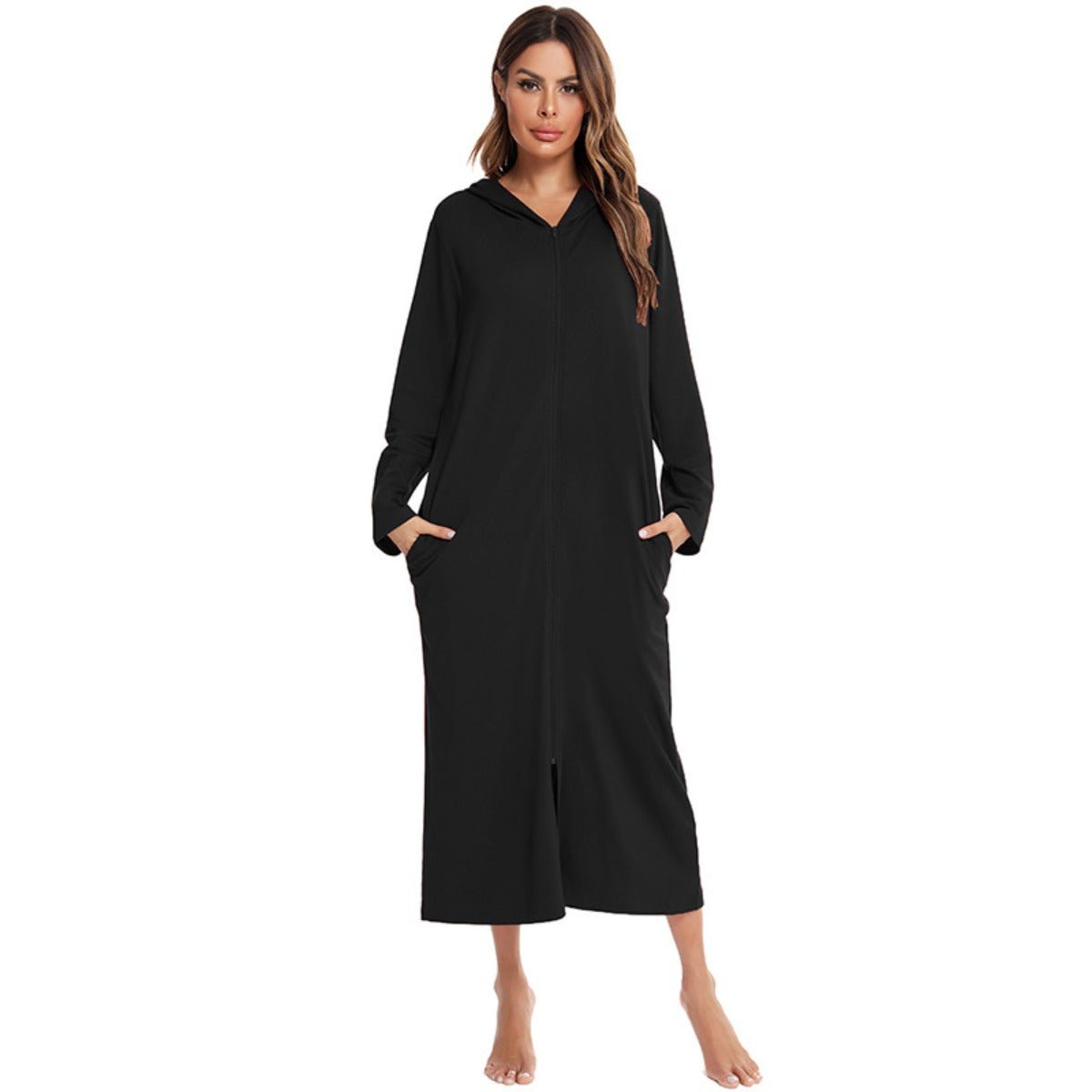 Cardigan long zippé et douillet avec poches | Confort Loungewear (MS110)