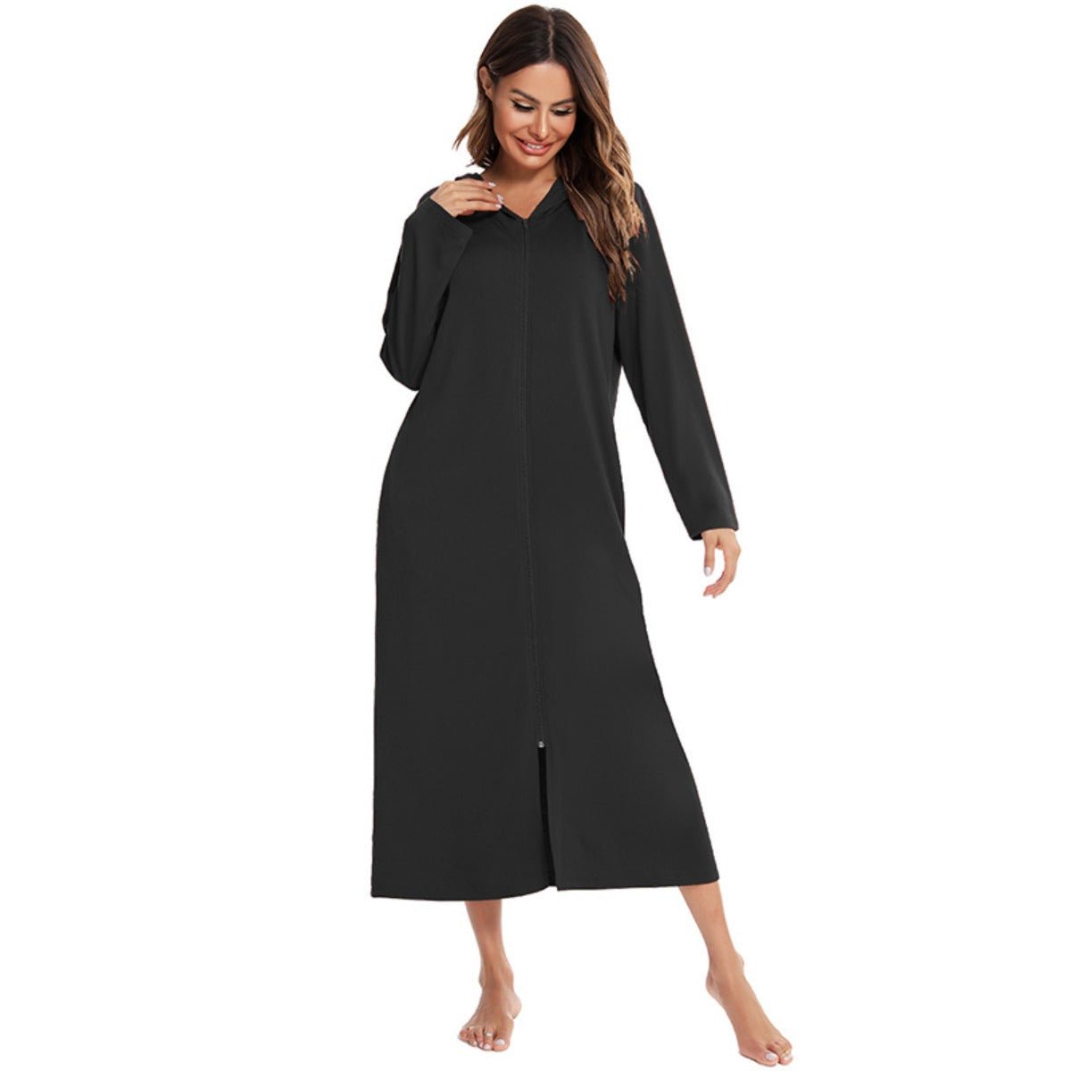 Cardigan long zippé et douillet avec poches | Confort Loungewear (MS110)