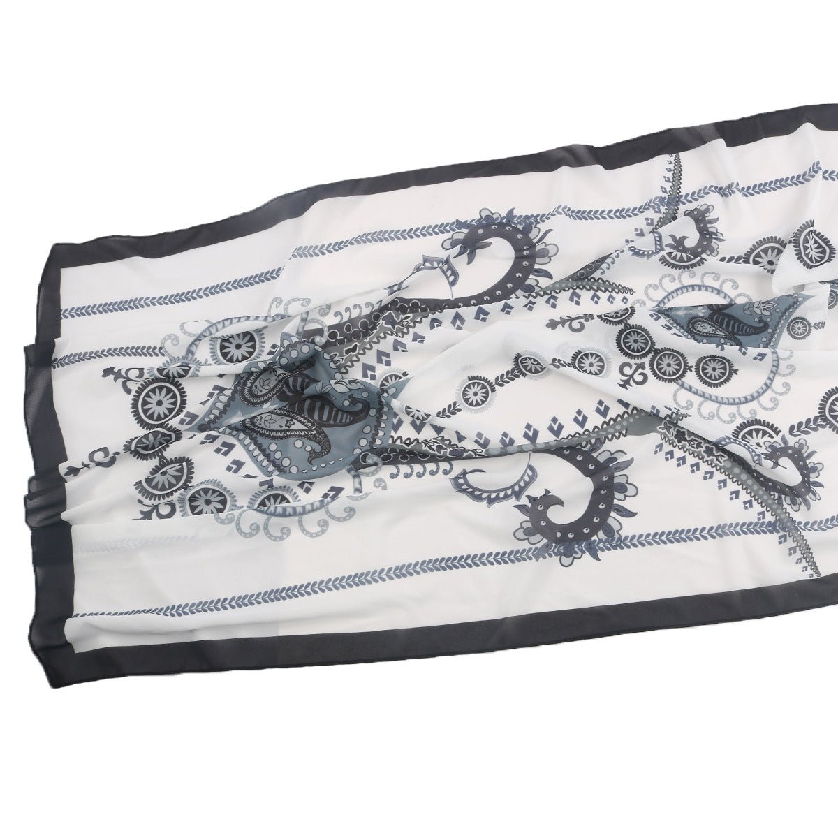 Écharpe Hijab en Mousseline Imprimée Élégante, Style Bohème, Respirante, Protection Solaire (MH136)