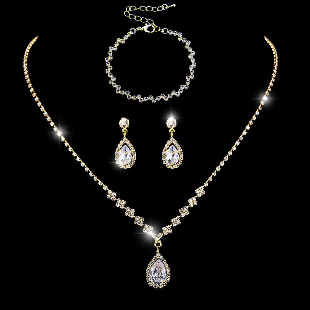 Collier et boucles d'oreilles pendantes MAC181 en zircons diamantés étincelants