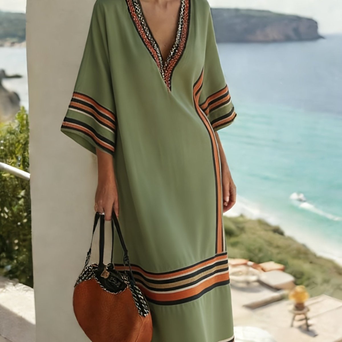 Robe Kaftan Maxi Imprimée (MS419)