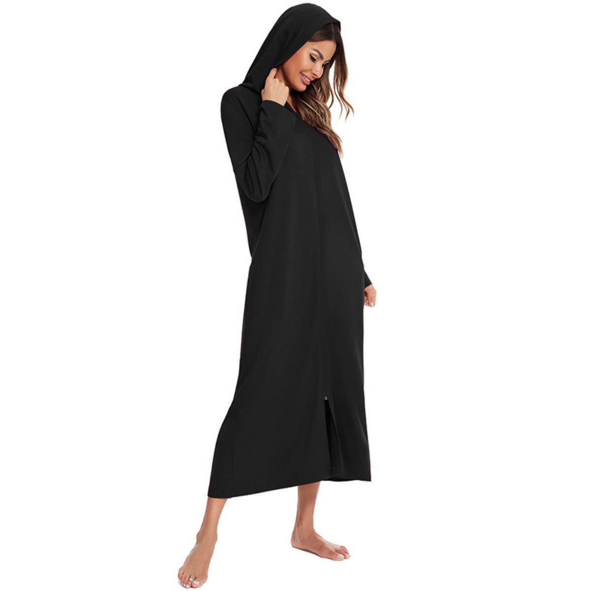 Cardigan long zippé et douillet avec poches | Confort Loungewear (MS110)