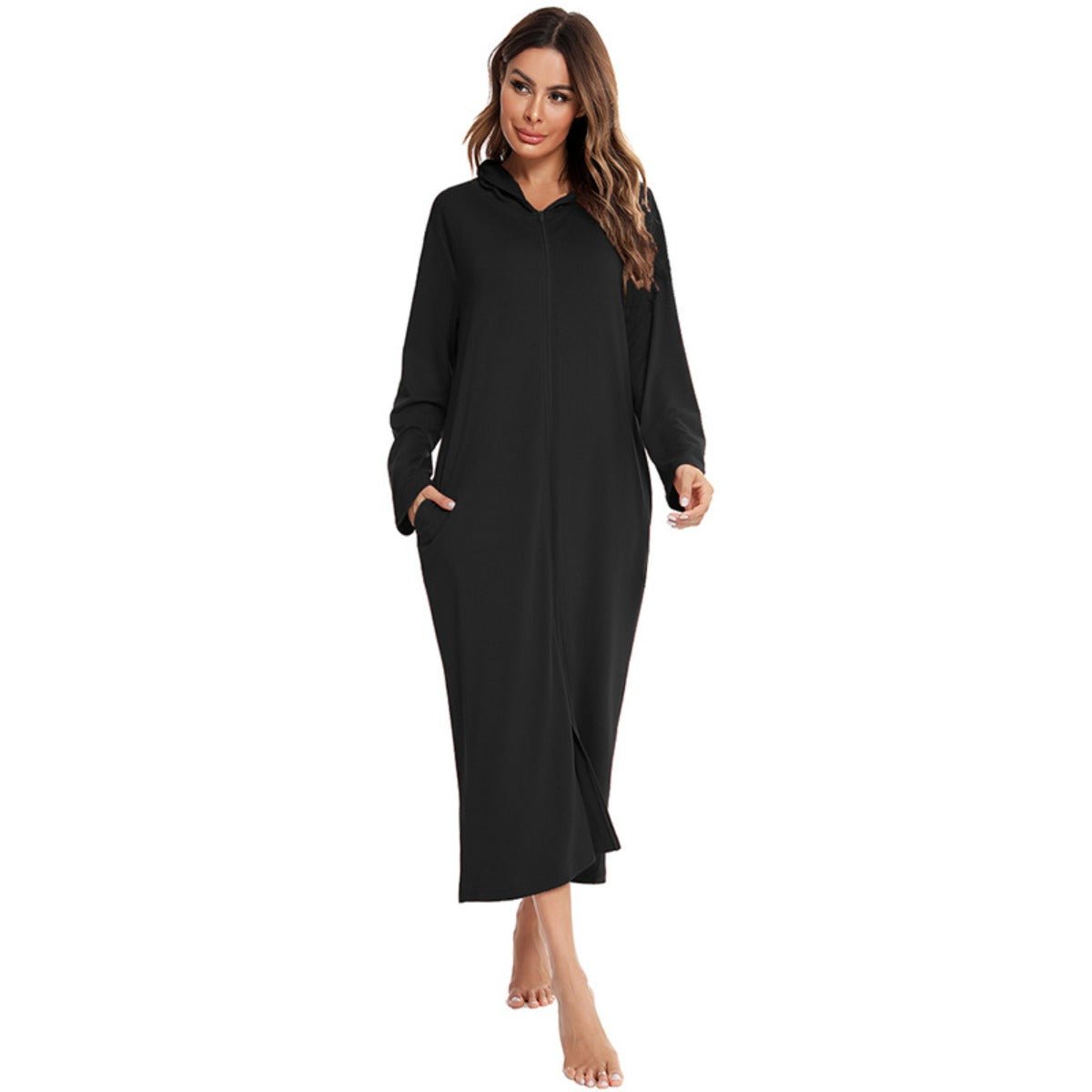 Cardigan long zippé et douillet avec poches | Confort Loungewear (MS110)
