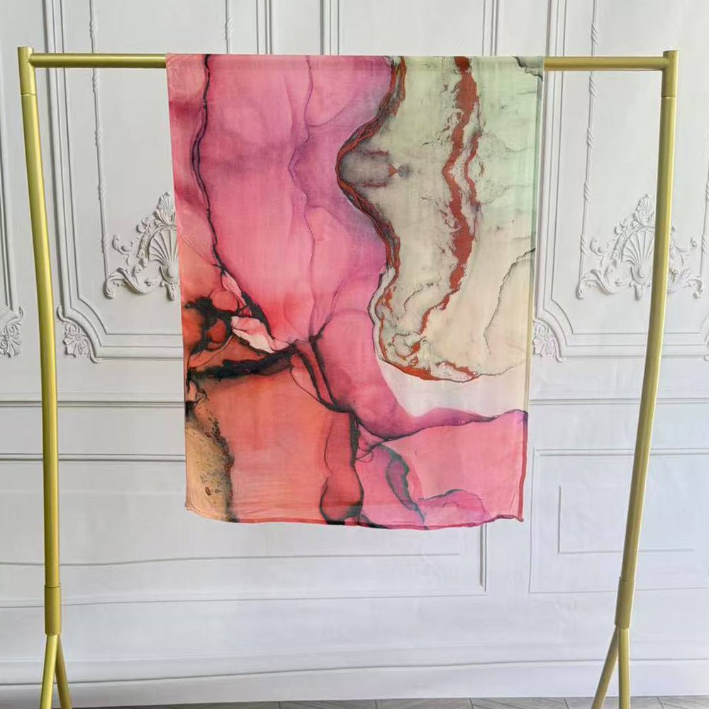 Hijab en coton artistique aquarelle avec motifs floraux peints (MH144)