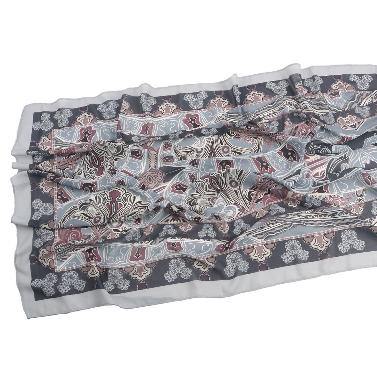 Écharpe Hijab en Mousseline Imprimée Élégante, Style Bohème, Respirante, Protection Solaire (MH136)
