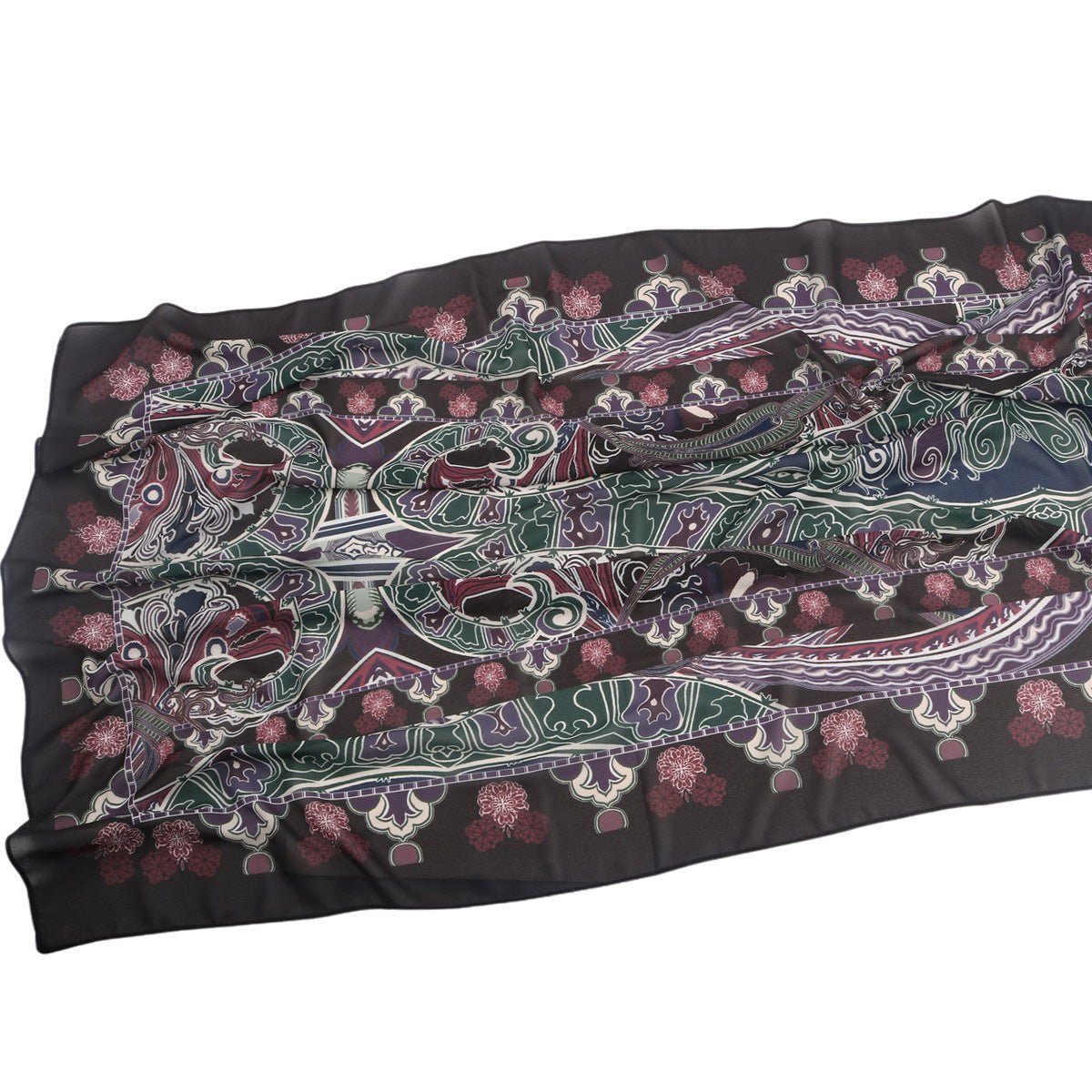 Écharpe Hijab en Mousseline Imprimée Élégante, Style Bohème, Respirante, Protection Solaire (MH136)