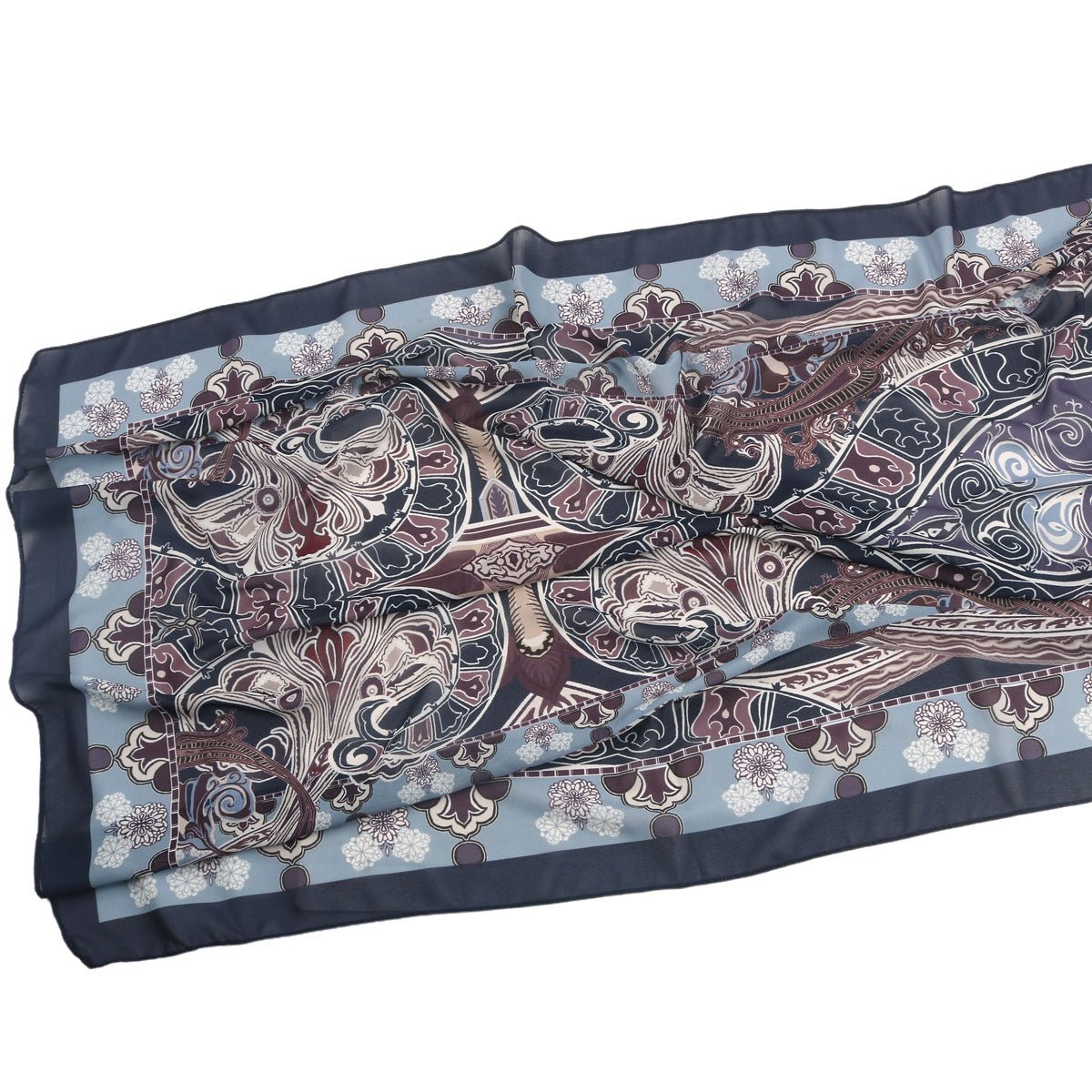Écharpe Hijab en Mousseline Imprimée Élégante, Style Bohème, Respirante, Protection Solaire (MH136)