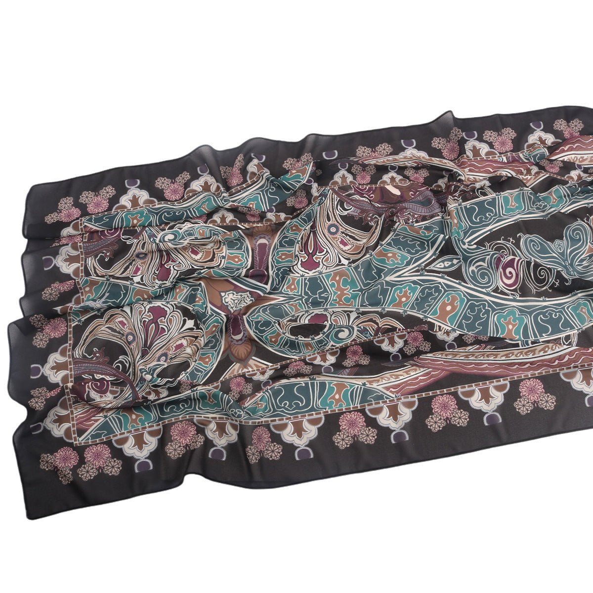 Écharpe Hijab en Mousseline Imprimée Élégante, Style Bohème, Respirante, Protection Solaire (MH136)