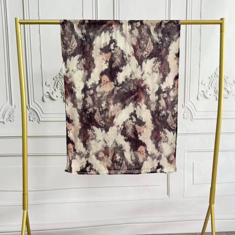 Hijab en coton artistique aquarelle avec motifs floraux peints (MH144)