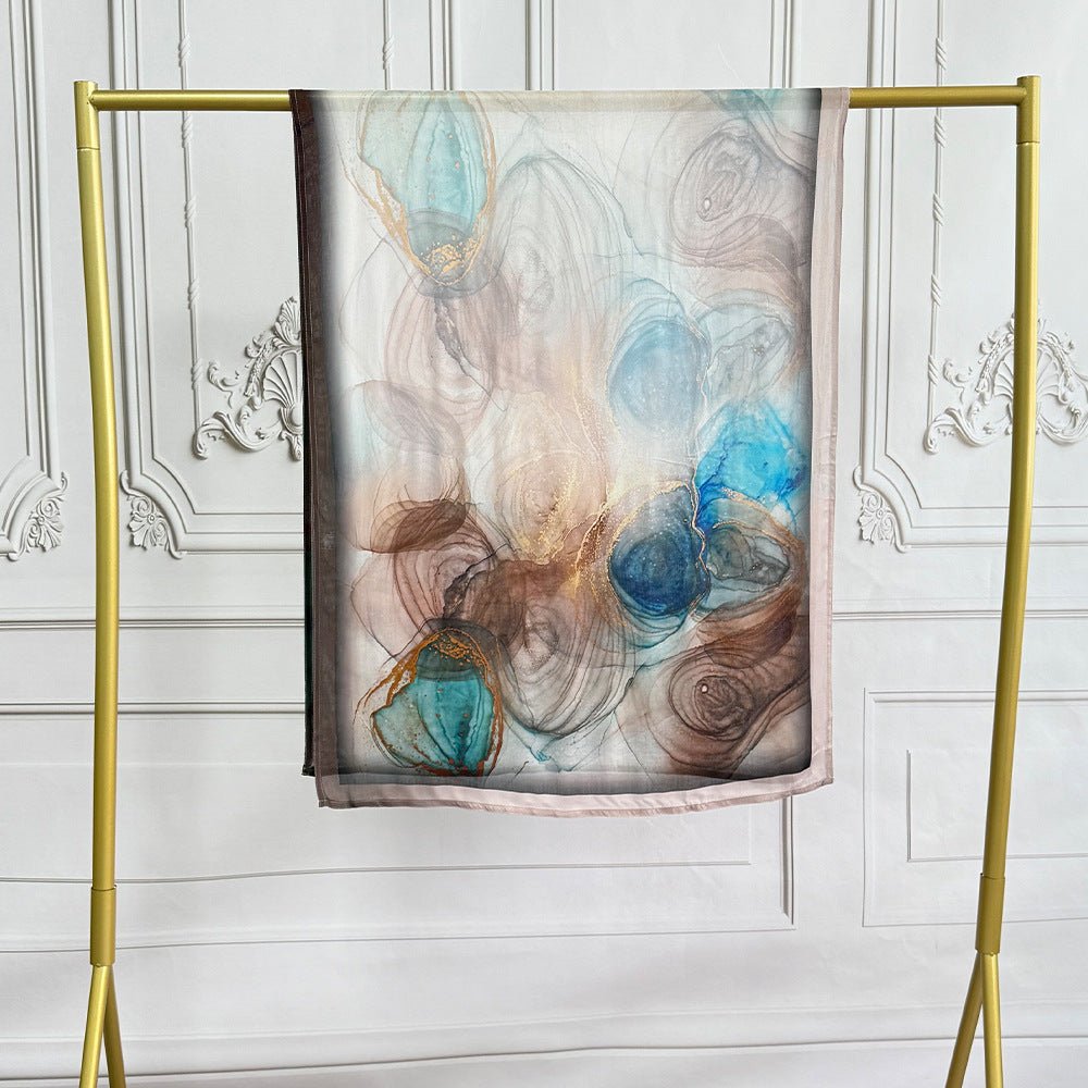 Hijab en coton artistique aquarelle avec motifs floraux peints (MH144)